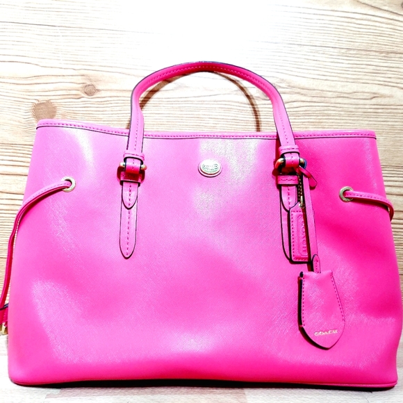 Gorgeous Coach Peyton Drawstring Pink Leather Carryall 💗 - Picture 2 of 9